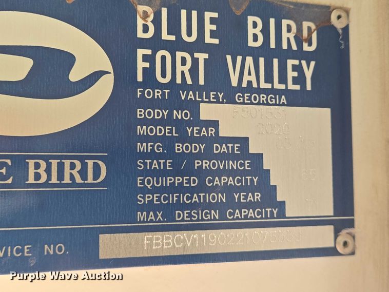 image for item EN8301 2020 BlueBird Vision school bus