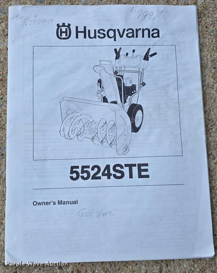 image for item EO1530 Husqvarna 5524STE snow blower