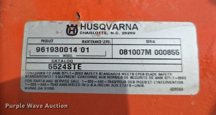 image for item EO1530 Husqvarna 5524STE snow blower