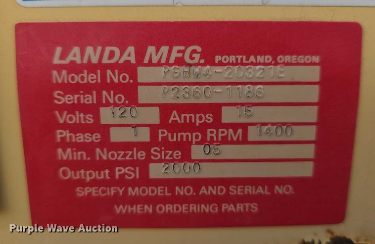 image for item EO1538 Landa PGHW4-20321E hot pressure washer