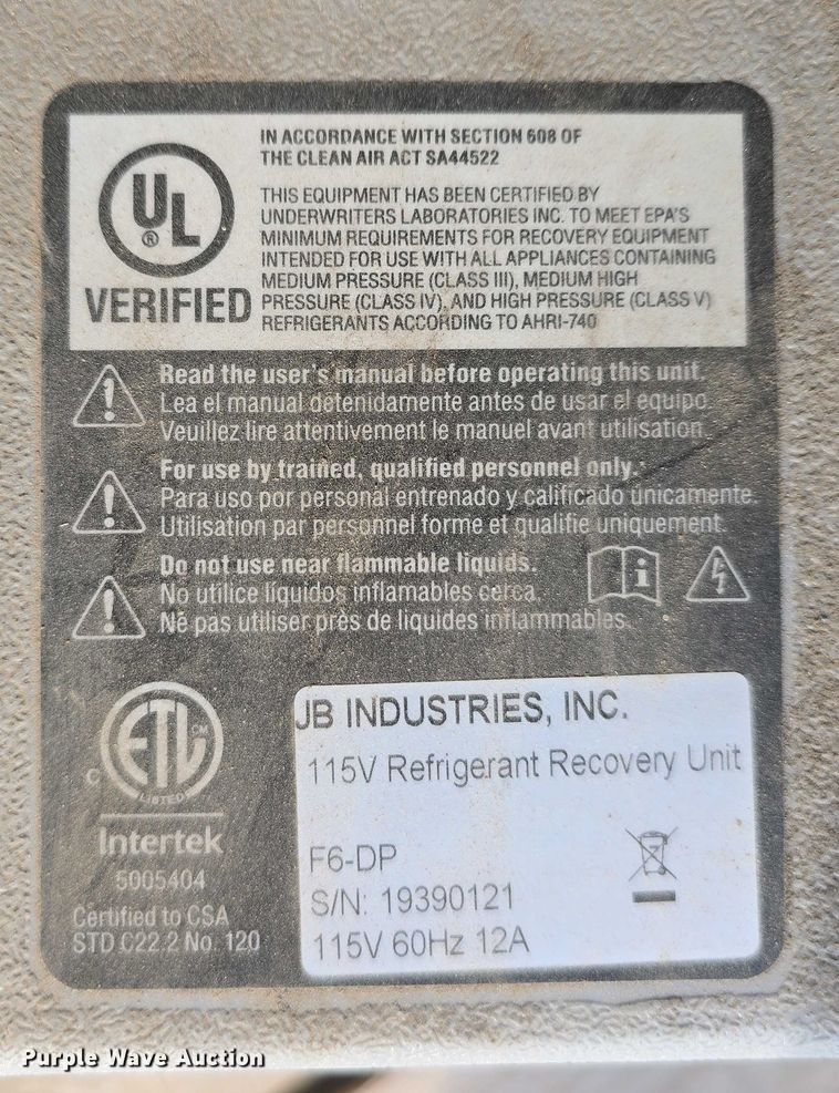 image for item EO1539 (4) refrigerant recovery units