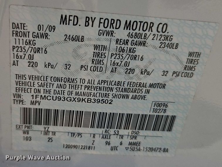 image for item EO4585 2009 Ford Escape SUV