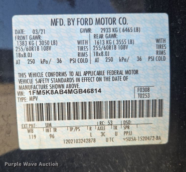 image for item EQ6809 2021 Ford  Explorer Police interceptor  SUV