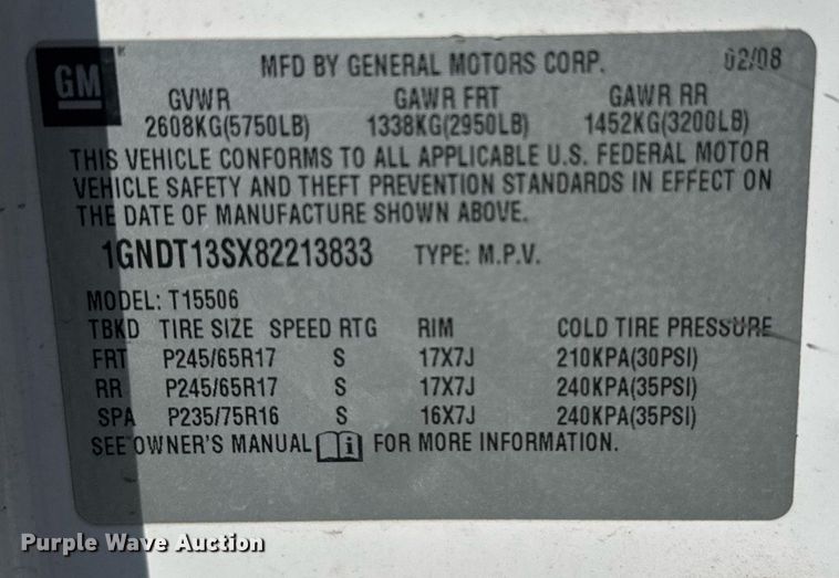 image for item ER2144 2008 Chevrolet Trailblazer  SUV