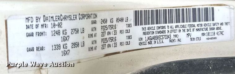 image for item ER2168 2003 Jeep Grand Cherokee Laredo SUV