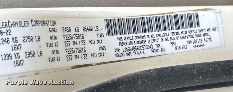 image for item ER2168 2003 Jeep Grand Cherokee Laredo SUV