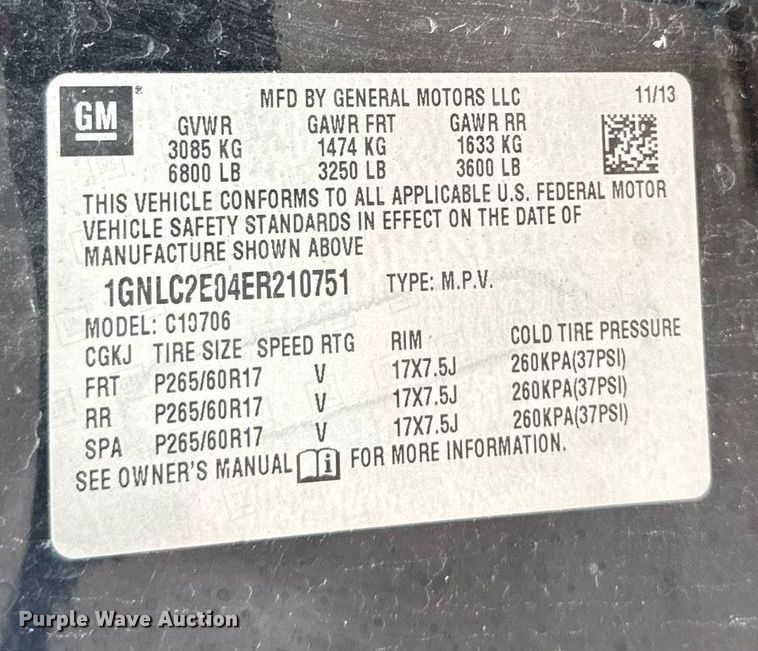 image for item ER2180 2014 Chevrolet Tahoe Police SUV