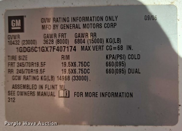 image for item ER5445 2007 GMC C6500 dump truck