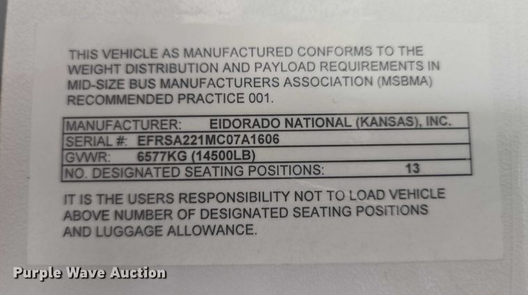 image for item ER5452 2012 Ford E450 shuttle bus