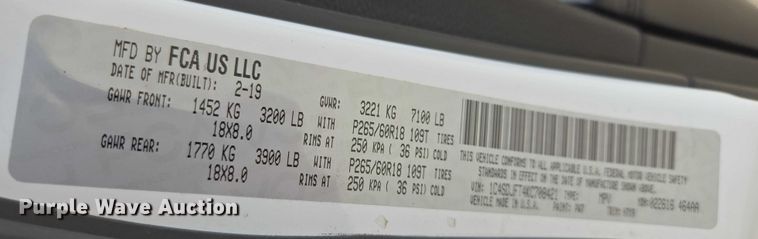 image for item EU3502 2019 Dodge Durango Police  SUV