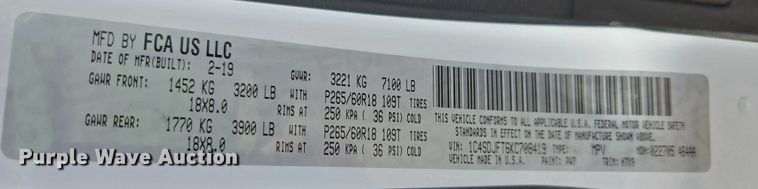 image for item EU3503 2019 Dodge Durango Police  SUV