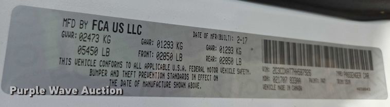 image for item EU3504 2017 Dodge Charger Police 