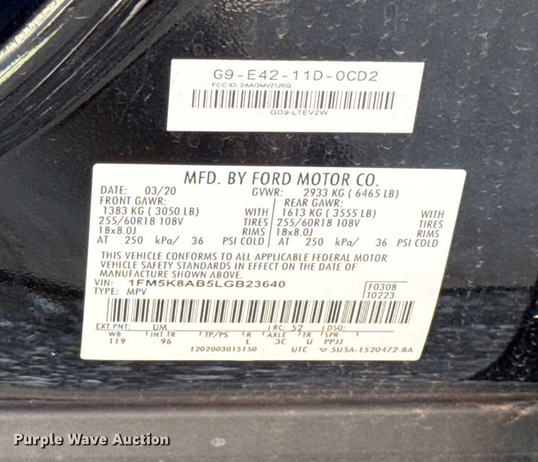 image for item HI9325 2020 Ford Explorer Police Interceptor SUV