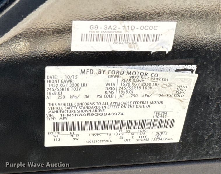 image for item HI9326 2016 Ford Explorer Police Interceptor SUV