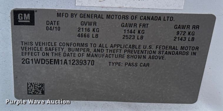 image for item HI9327 2010 Chevrolet Impala Police Cruiser 