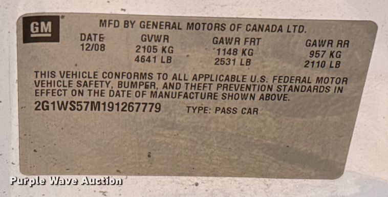 image for item HI9328 2009 Chevrolet Impala 