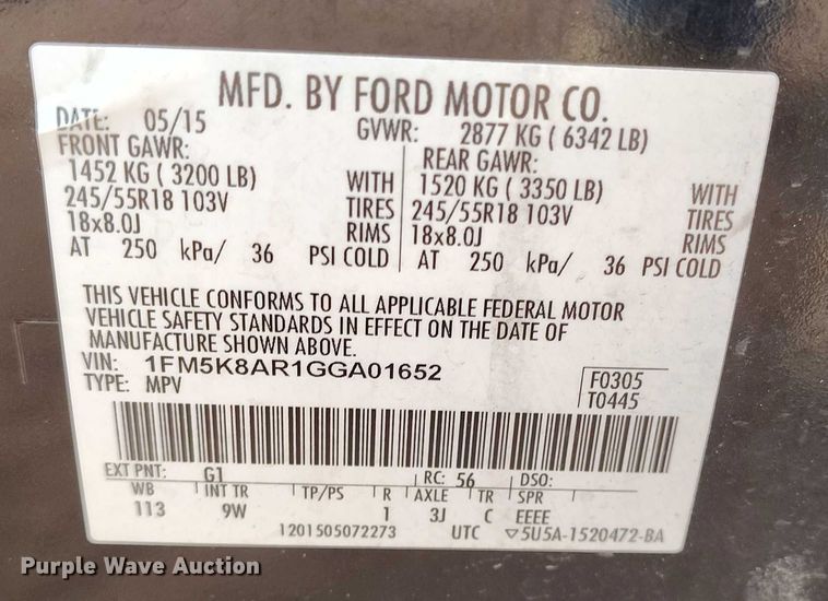 image for item IP9638 2016 Ford Explorer Police Interceptor SUV