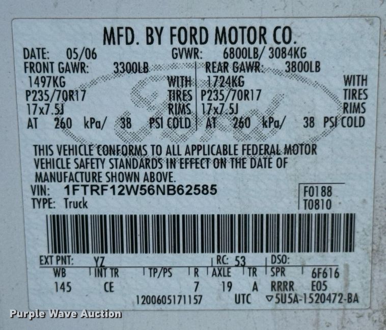 image for item NX9332 2006 Ford F150 pickup truck