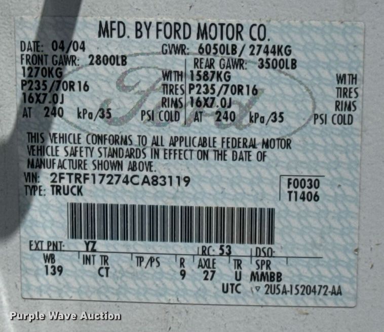 image for item NX9336 2004 Ford F150 pickup truck