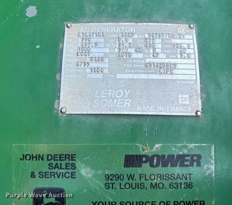 image for item DJ9677 1995 John Deere Leroy Somer generator