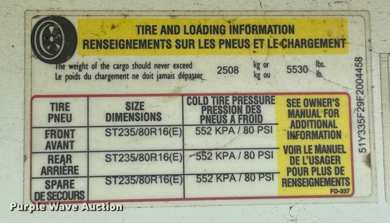 image for item DO7193 2015 Bison Coach Trail Hand livestock trailer