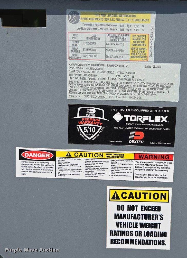 image for item DT7223 2021 Swift Built RMX24 3-7K livestock trailer