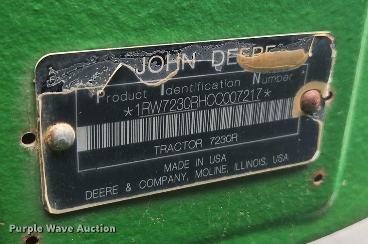 image for item DU7918 2012 John Deere 7230R MFWD tractor