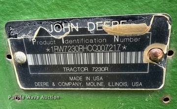 image for item DU7918 2012 John Deere 7230R MFWD tractor