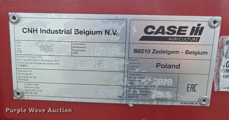 image for item DU7924 2018 Case IH 4412F corn head