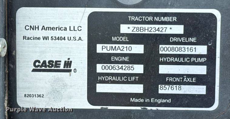 image for item DU9343 2008 Case IH Puma 210 MFWD tractor