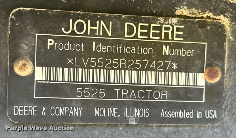 image for item DX5658 2006 John Deere 5525 MFWD tractor