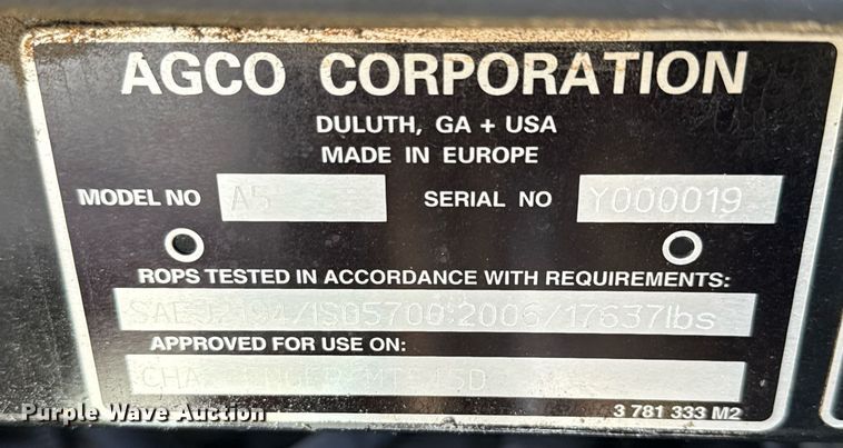 image for item DX5659 2014 Challenger MT545D MFWD tractor