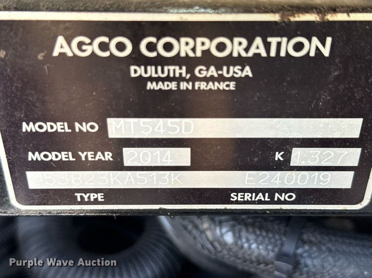 image for item DX5659 2014 Challenger MT545D MFWD tractor