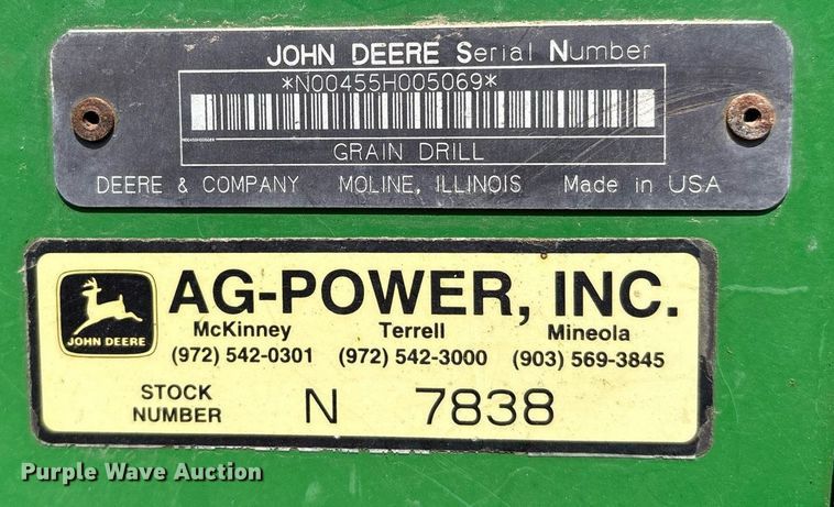 image for item DY0778 1992 John Deere 455 grain drill