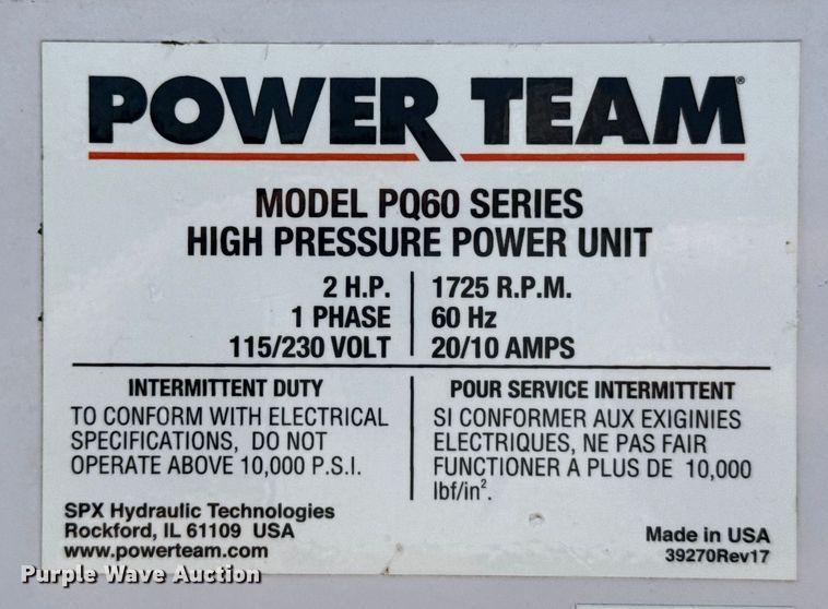 image for item DZ8788 Power Team PQ60 tire press trailer