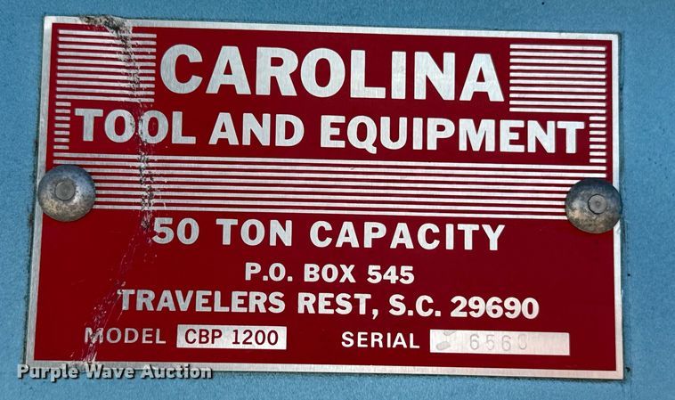 image for item DZ8789 Carolina Tool and Equipment CBP 1200 hydraulic press