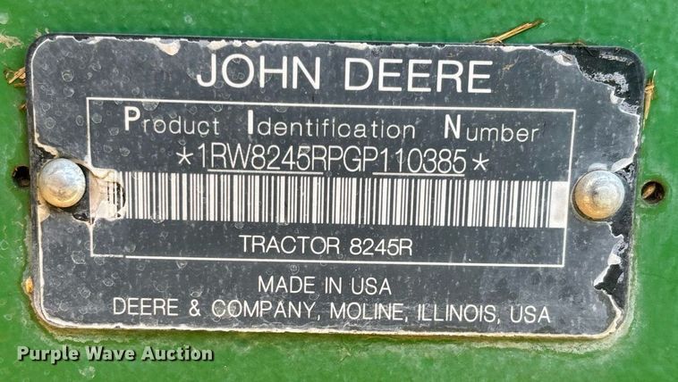 image for item EC1085 2016 John Deere 8245R MFWD tractor