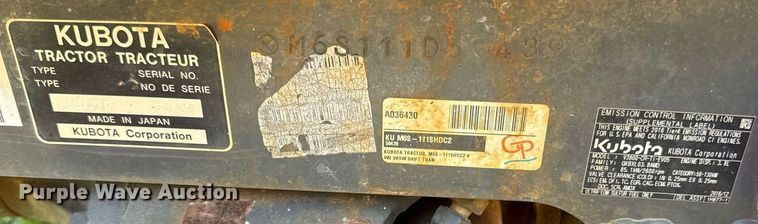 image for item ED4284 2017 Kubota M6S-111 MFWD tractor