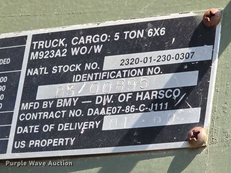 image for item EF3630 1990 BMY 5 Ton M923A2  flatbed truck