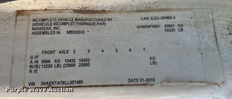 image for item EQ4590 2020 International HV607 feed delivery truck