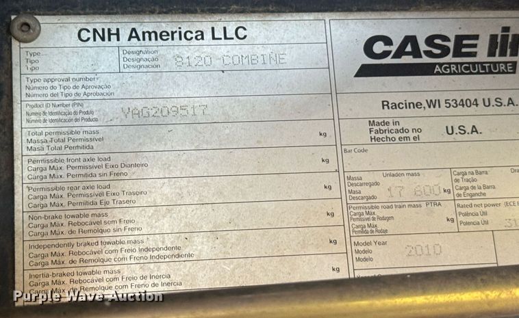 image for item ER2136 2010 Case IH 8120 combine