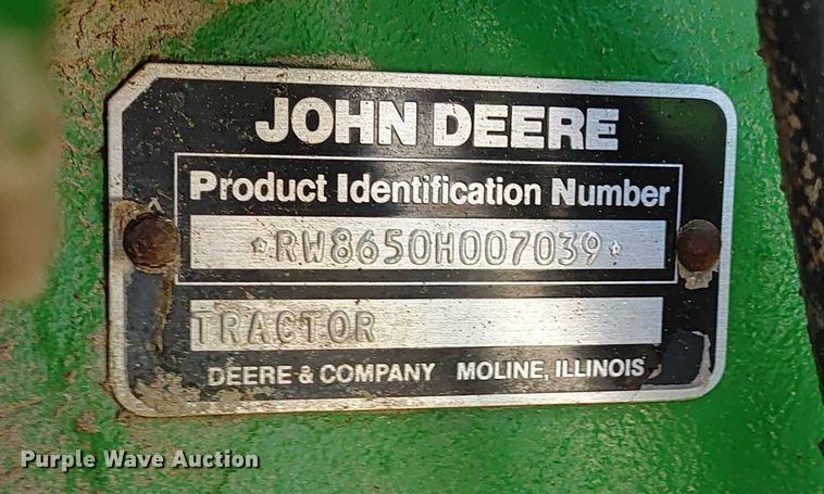 image for item ER2158 1985 John Deere 8650 4WD tractor