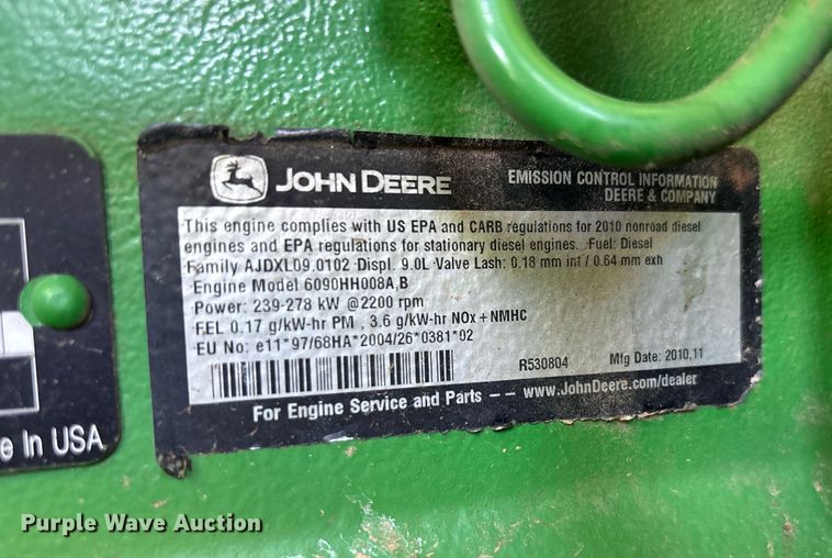image for item YA0779 2010 John Deere 9770STS combine