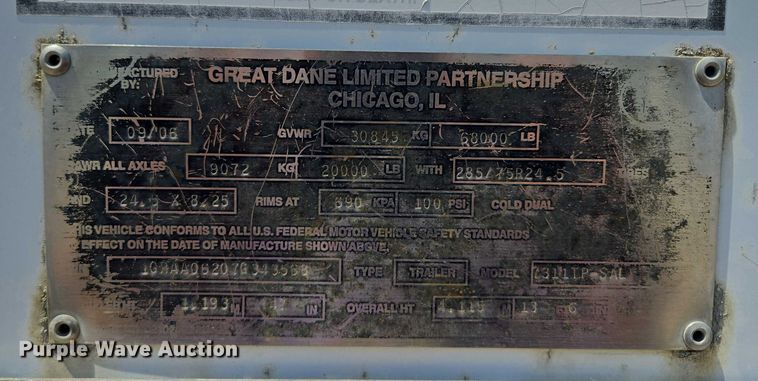 image for item DF8602 2007 Great Dane 7311TP-SAL dry van trailer