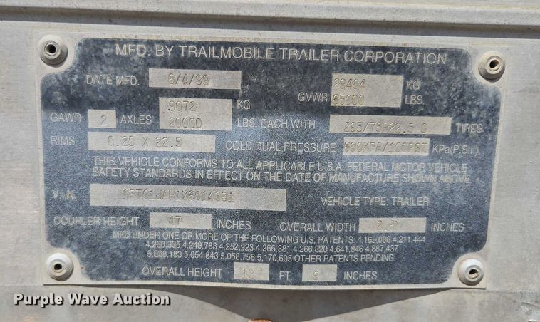 image for item DF8606 1999 Trailmobile dry van trailer