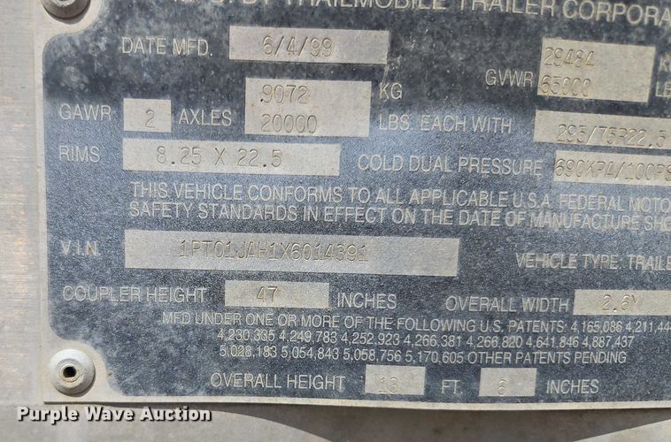 image for item DF8606 1999 Trailmobile dry van trailer