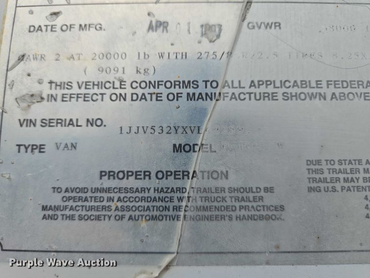 image for item DF8608 1997 Wabash dry van trailer