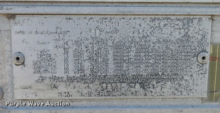 image for item DF8610 1999 Utility Trailers VS2DC dry van trailer