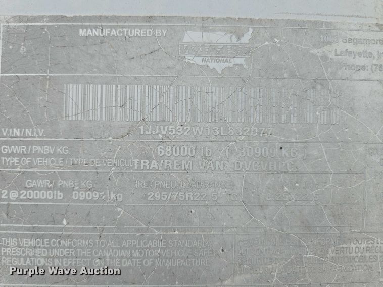 image for item DF8611 2003 Wabash DVCVHPC dry van trailer