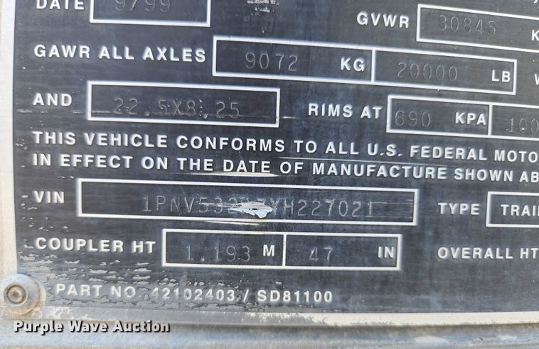 image for item DF8612 2000 Great Dane dry van trailer